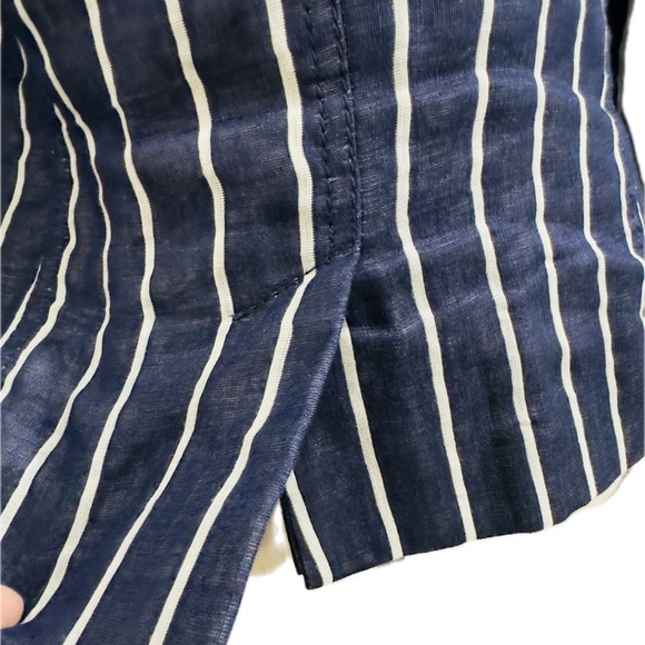 Striped Navy blue and White Women's Jacket - Picture 4 of 11